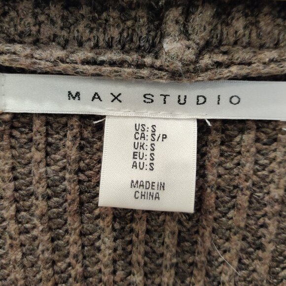 Max Studio Open Front Cardigan Hooded Sweater Brown Small - Picture 5 of 5
